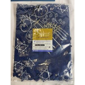 Hanukkah Placemats Navy Blue‎ Silver Gold Star of David Menorah Set of 4 15in